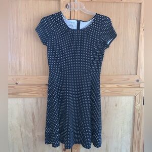 Talbots polkadot short sleeve modest flared dress size SP